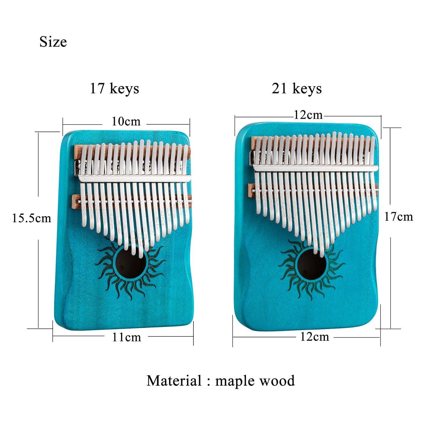 Hluru Maple Kalimba – 17-21 Key Acrylic Thumb Piano