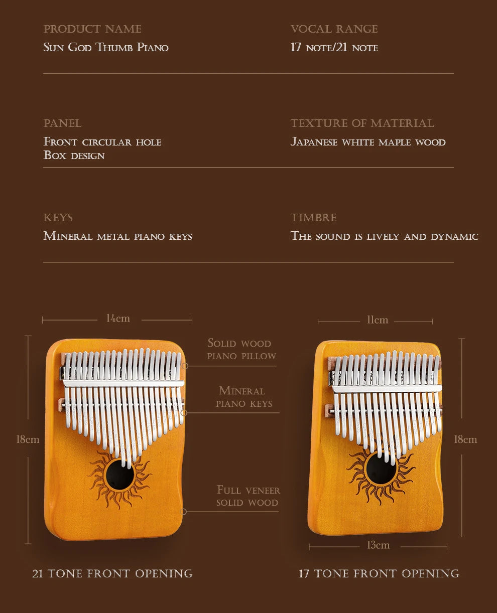 Hluru Maple Kalimba – 17-21 Key Acrylic Thumb Piano